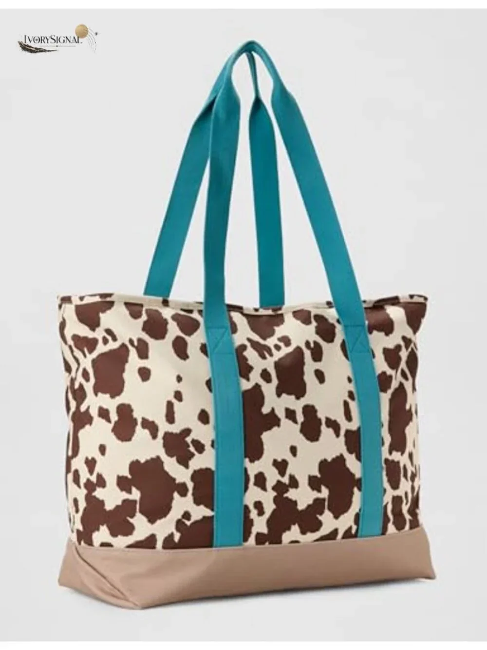 Canvas Tote Bag Zip Closure 4 Pockets Shoulder Straps